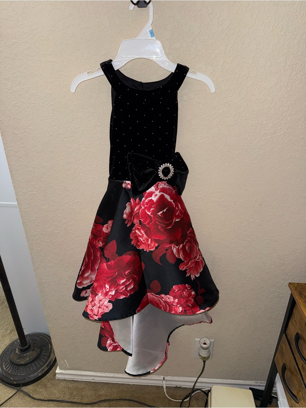 Girls Speechless Black & Red Floral High-Low Party Dress